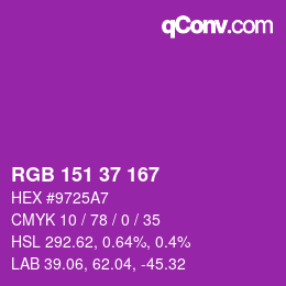 カラーコード: RGB 151 37 167 | qconv.com