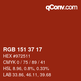 Color code: RGB 151 37 17 | qconv.com