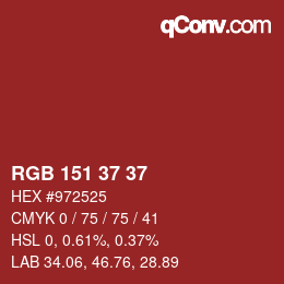 カラーコード: RGB 151 37 37 | qconv.com