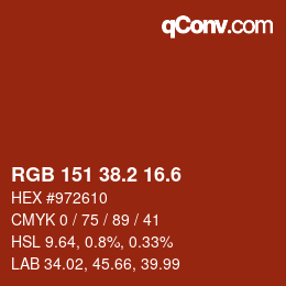 カラーコード: RGB 151 38.2 16.6 | qconv.com