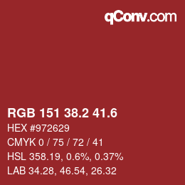 カラーコード: RGB 151 38.2 41.6 | qconv.com