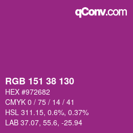 カラーコード: RGB 151 38 130 | qconv.com