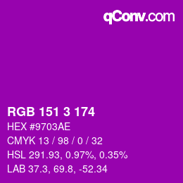 Color code: RGB 151 3 174 | qconv.com