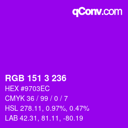 Color code: RGB 151 3 236 | qconv.com