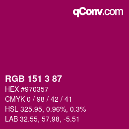 カラーコード: RGB 151 3 87 | qconv.com
