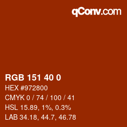 Color code: RGB 151 40 0 | qconv.com