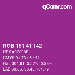 颜色代码: RGB 151 41 142 | qconv.com
