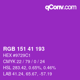 Color code: RGB 151 41 193 | qconv.com