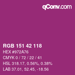 カラーコード: RGB 151 42 118 | qconv.com