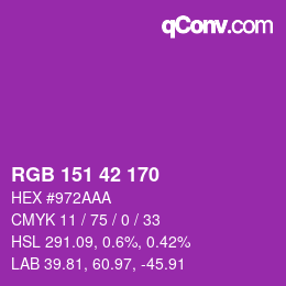 カラーコード: RGB 151 42 170 | qconv.com