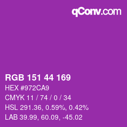 Color code: RGB 151 44 169 | qconv.com