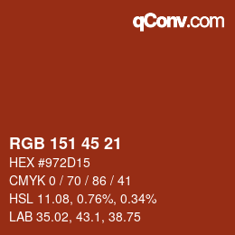 カラーコード: RGB 151 45 21 | qconv.com