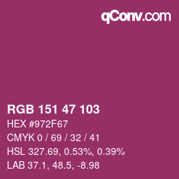 Color code: RGB 151 47 103 | qconv.com