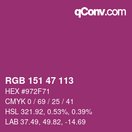 Color code: RGB 151 47 113 | qconv.com
