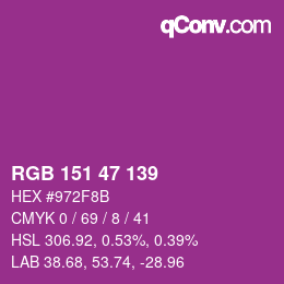 Color code: RGB 151 47 139 | qconv.com