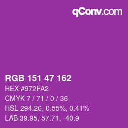 Color code: RGB 151 47 162 | qconv.com