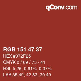 Color code: RGB 151 47 37 | qconv.com