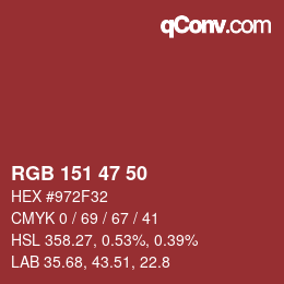 Color code: RGB 151 47 50 | qconv.com