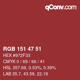 Color code: RGB 151 47 51 | qconv.com