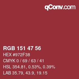 Color code: RGB 151 47 56 | qconv.com