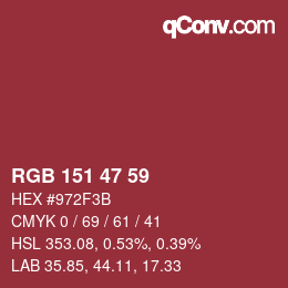 Color code: RGB 151 47 59 | qconv.com