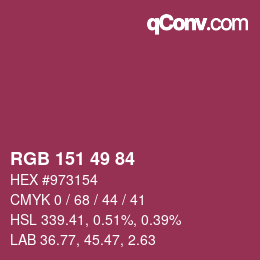 颜色代码: RGB 151 49 84 | qconv.com