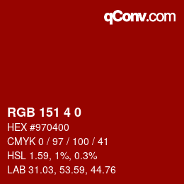 Color code: RGB 151 4 0 | qconv.com