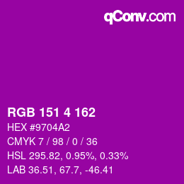 Color code: RGB 151 4 162 | qconv.com