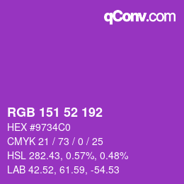 Color code: RGB 151 52 192 | qconv.com