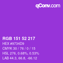 Color code: RGB 151 52 217 | qconv.com