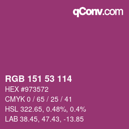 Color code: RGB 151 53 114 | qconv.com
