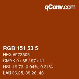 Color code: RGB 151 53 5 | qconv.com