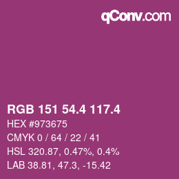 カラーコード: RGB 151 54.4 117.4 | qconv.com