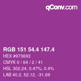 カラーコード: RGB 151 54.4 147.4 | qconv.com