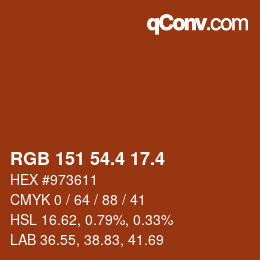 カラーコード: RGB 151 54.4 17.4 | qconv.com
