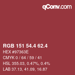 カラーコード: RGB 151 54.4 62.4 | qconv.com