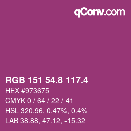 カラーコード: RGB 151 54.8 117.4 | qconv.com