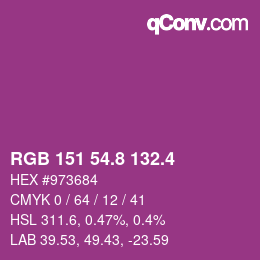 カラーコード: RGB 151 54.8 132.4 | qconv.com