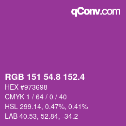 カラーコード: RGB 151 54.8 152.4 | qconv.com