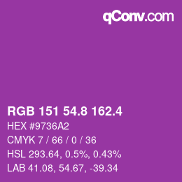 カラーコード: RGB 151 54.8 162.4 | qconv.com
