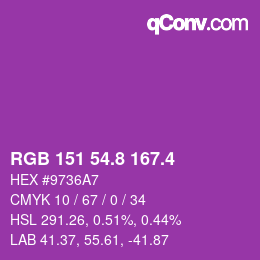 カラーコード: RGB 151 54.8 167.4 | qconv.com