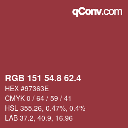 カラーコード: RGB 151 54.8 62.4 | qconv.com