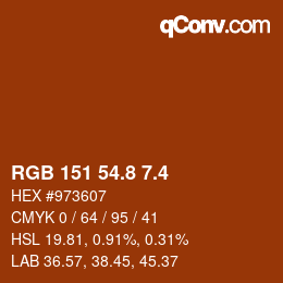 カラーコード: RGB 151 54.8 7.4 | qconv.com