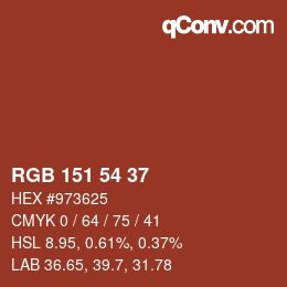 Color code: RGB 151 54 37 | qconv.com