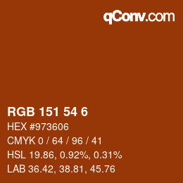 Color code: RGB 151 54 6 | qconv.com