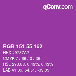 カラーコード: RGB 151 55 162 | qconv.com