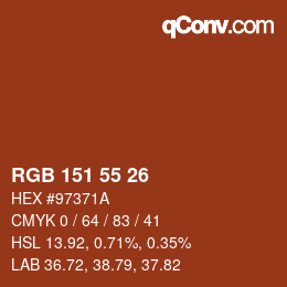 Color code: RGB 151 55 26 | qconv.com