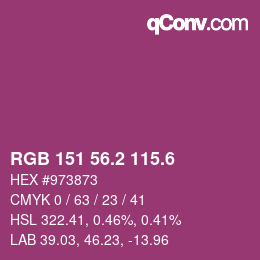 カラーコード: RGB 151 56.2 115.6 | qconv.com