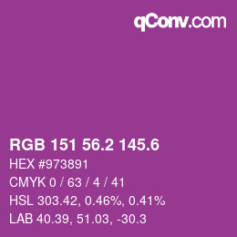 カラーコード: RGB 151 56.2 145.6 | qconv.com