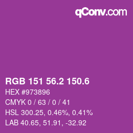 カラーコード: RGB 151 56.2 150.6 | qconv.com